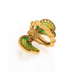 Lalique Libellule 18k Yellow Gold + Tsavorite Ring // Ring Size 7.25 // Store Display