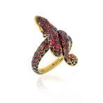 Serpent 18k Yellow Gold Diamond + Garnet Ring // Ring Size 7.75 // Store Display