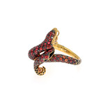 Serpent 18k Yellow Gold Diamond + Garnet Ring // Ring Size 7.75 // Store Display