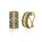 Lalique Eros 18k Yellow Gold Diamond + Emerald Earrings // Store Display