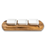 Charcuterie Serving Tray + 3 square ceramic bowls