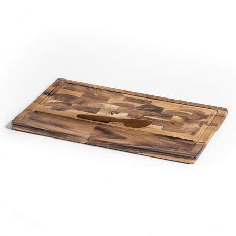 End Grain Large Cheeseboard with Knife