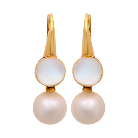 18k Yellow Gold + Moonstone Earrings I // Store Display