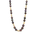 18k Yellow Gold Tahitian Pearl + Moonstone Necklace // 21" // Store Display