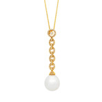 Assael 18k Yellow Gold Diamond + South Sea Pearl Necklace I // Store Display