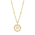 18k Yellow Gold Diamond + Pearl Necklace I // 16.5" // Store Display