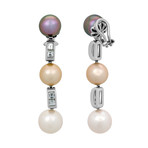 Assael 18k White Gold Diamond + Pearl Earrings I // Store Display