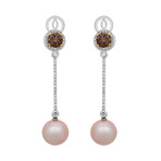 Assael 18k White + 18k Yellow Gold Diamond + Pearl Earrings III // Store Display