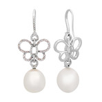 18k White Gold Diamond + South Sea Pearl Earrings VIIII // Store Display