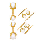 Assael 18K Yellow Gold + Pearl Cufflinks Set II // Store Display