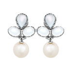 18k White Gold + Moonstone Earrings // Store Display