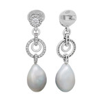 18k White Gold Diamond + South Sea Pearl Earrings IV // Store Display