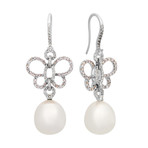 18k White Gold Diamond + South Sea Pearl Earrings VIIII // Store Display