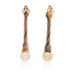 Assael 18k Rose Gold Diamond + Pearl Earrings // Store Display