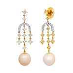 Assael 18k White + Yellow Gold Diamond + South Sea Pearl Earrings III // Store Display