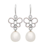 18k White Gold Diamond + South Sea Pearl Earrings VIIII // Store Display