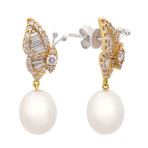 18k White + Rose Gold Diamond + South Sea Pearl Earrings // Store Display