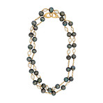 18k Yellow Gold Tahitian Pearl + Moonstone Necklace // 39.75" // Store Display