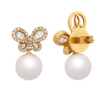 Assael 18k Yellow Gold Diamond + Pearl Earrings II // Store Display
