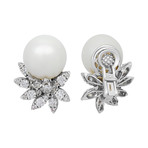 Assael 18k White Gold Diamond + South Sea Pearl Earrings V // Store Display