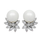 Assael 18k White Gold Diamond + South Sea Pearl Earrings V // Store Display
