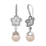 18k White Gold Diamond + Pearl Earrings I // Store Display