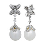 18k White Gold Diamond + South Sea Pearl Earrings III // Store Display
