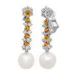 18k White + 18k Yellow Gold Diamond + Pearl Earrings II // Store Display