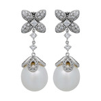 18k White Gold Diamond + South Sea Pearl Earrings III // Store Display