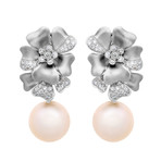 Assael 18k White Gold Diamond + Pearl Earrings III // Store Display