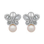 18k White Gold Diamond + Pearl Earrings IV // Store Display