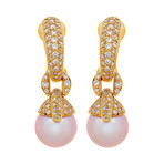 18k Yellow Gold Diamond + Pearl Earrings I // Store Display