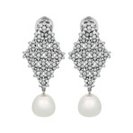 Assael 18k White Gold Diamond + South Sea Pearl Earrings I // Store Display
