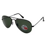Men's Aviator RB3025-2/58 Polarized Sunglasses // Black + Green (58MM)