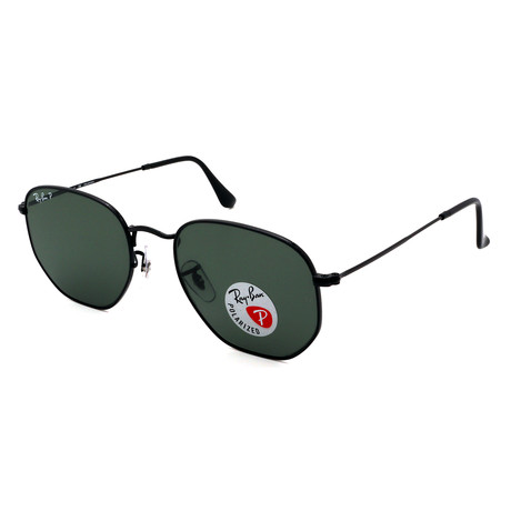 Unisex RB3548N-002-58 Hexagonal Flat Polarized Sunglasses // Black + Green (54MM)
