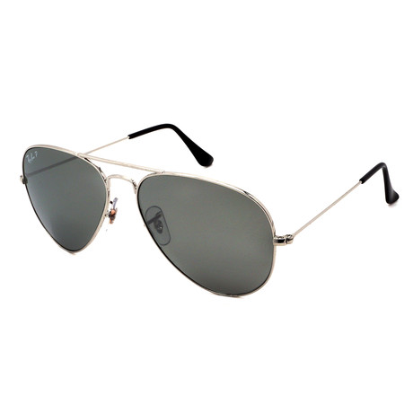 Unisex RB3025-003/59 Aviator Classic Pilot Polarized Sunglasses // Silver + Gray Mirror Silver