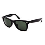 Unisex RB2140F-901 Wayfarer Square Sunglasses // Shiny Black + Green (52MM)