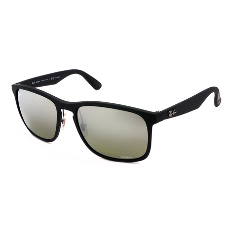 Unisex RB4264-601S5J Chromance Square Polarized Sunglasses // Black + Silver Mirror
