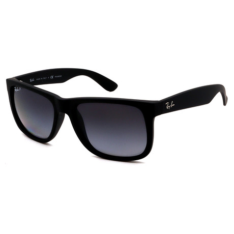 Unisex RB4165-622T3 Justin Classic Square Polarized Sunglasses // Black + Gray Gradient