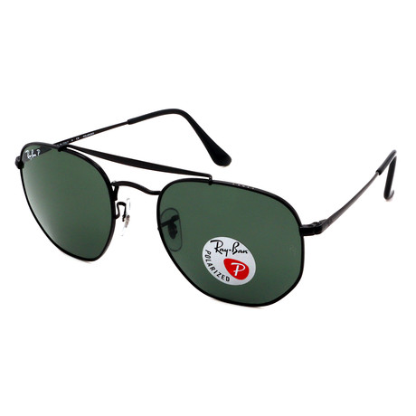 Unisex RB3648-0012-58 Marshal Hexagonal Polarized Sunglasses // Black + Green