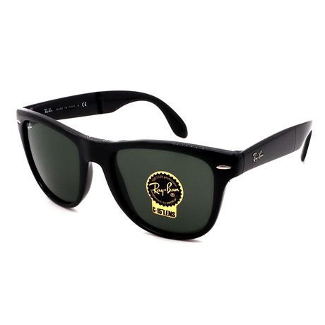 Unisex RB4105-601-58 Folding Wayfarer Square Polarized Sunglasses // Black + Green (50MM)