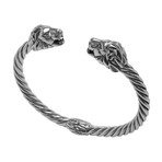 Twisted Cable Hinged Bangle + Lion Endcaps // Sterling Silver