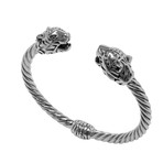 Twisted Cable Hinged Bangle + Panther Endcaps // Sterling Silver