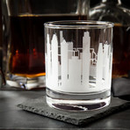 City Skyline Etched Whiskey Glasses // Set of 2 // Philadelphia