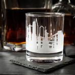 City Skyline Etched Whiskey Glasses // Set of 2 // New York