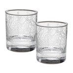 City Grid Etched Whiskey Glasses // Set of 2 // New York