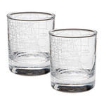 City Grid Etched Whiskey Glasses // Set of 2 // Chicago