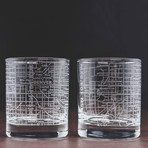 City Grid Etched Whiskey Glasses // Set of 2 // Denver