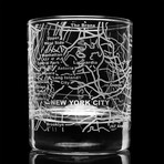 City Grid Etched Whiskey Glasses // Set of 2 // New York