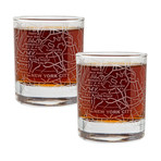 City Grid Etched Whiskey Glasses // Set of 2 // New York